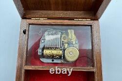 Vintage Hummel Music Box Reuge Wood SEE VIDEO Italy Plays Edelweiss Tune TV Prop