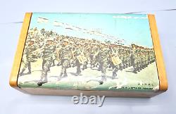 Vintage ISRAEL REUGE Wood Jewelry Music Box Independence Day Parade Zahal IDF
