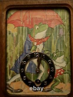 Vintage Ida Bohatta ARS edition mini clock Nursery Decor Wood VERY RARE