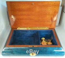 Vintage Inlaid Burl Wood Music Box Trinket Jewelry -Made in Italy