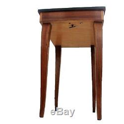 Vintage Inlaid Flip Top Wooden Jewelry Side End Table Cabriole Legs Music Box