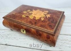 Vintage Inlaid Music Box Wood Jewelry Box Romance Swiss Italy Reuge