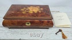 Vintage Inlaid Music Box Wood Jewelry Box Romance Swiss Italy Reuge