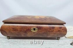 Vintage Inlaid Music Box Wood Jewelry Box Romance Swiss Italy Reuge