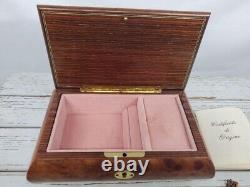 Vintage Inlaid Music Box Wood Jewelry Box Romance Swiss Italy Reuge