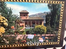 Vintage Intricate Marquetry Mosaic Wood Inlay Alhambra Granada, Spain Music Box