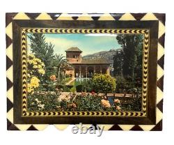 Vintage Intricate Marquetry Mosaic Wood Inlay Alhambra Granada, Spain Music Box