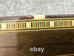 Vintage Intricate Marquetry Mosaic Wood Inlay Alhambra Granada, Spain Music Box