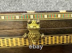 Vintage Intricate Marquetry Mosaic Wood Inlay Alhambra Granada, Spain Music Box