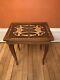 Vintage Italian Inlaid Marquetry Wood Table/ Swiss Made Music Box