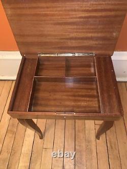 Vintage Italian Inlaid Marquetry Wood table/ Swiss made music box
