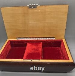 Vintage Italian Inlaid Wood Jewelry Reuge Music Box 10.5x6x3.75