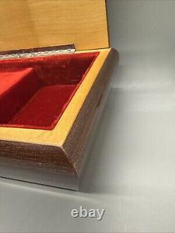 Vintage Italian Inlaid Wood Jewelry Reuge Music Box 10.5x6x3.75