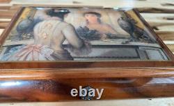 Vintage Italian Inlaid Wood Reuge Romance Jewelry Music Box Italy 9X7