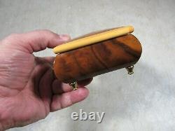 Vintage Italian Inlaid Wood Reuge Romance Swiss 18 Note Jewelry Music Box Italy