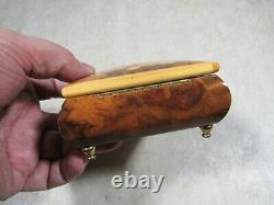 Vintage Italian Inlaid Wood Reuge Romance Swiss 18 Note Jewelry Music Box Italy