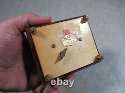 Vintage Italian Inlaid Wood Reuge Romance Swiss 18 Note Jewelry Music Box Italy