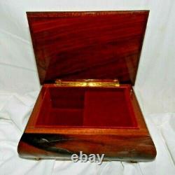 Vintage Italian Inlaid Wood, Swiss MOVEMENT Jewelry Music Box TORNA A SURRIENTO