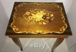 Vintage Italian Jewelry Music Box Inlaid wood Table Trinket