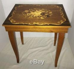 Vintage Italian Jewelry Music Box Inlaid wood Table Trinket