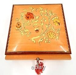 Vintage Italian Lacquered Inlaid Wood Jewelry Box Reuge Music Endless Love