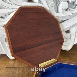 Vintage Italian Music Box Octagonal Jewelry? Asket Wood Marquetry Swiss Movement