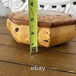 Vintage Italian Music Box Octagonal Jewelry? Asket Wood Marquetry Swiss Movement