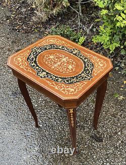 Vintage Italian Musical Table with Wood Inlay