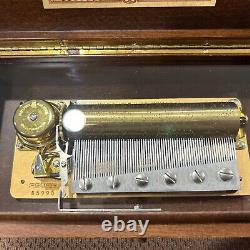 Vintage Italian Reuge In Laid Wood Swiss Cylinder Music Box Plays 3 Songs