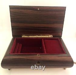 Vintage Italian Sorrento Inlaid Lacquered Wood Jewelry Music Box withKey