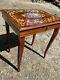 Vintage Italian Sorrento Musical Table With Red Inlay (included Key)
