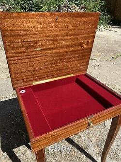 Vintage Italian Sorrento Musical Table with Red Inlay (Included Key)