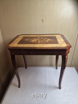 Vintage Italian Sorrento Musical Table with Wood Inlay