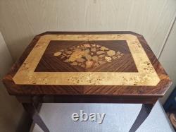 Vintage Italian Sorrento Musical Table with Wood Inlay