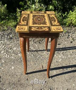 Vintage Italian Sorrento Musical Table with Wood Inlay