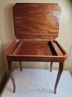 Vintage Italian Sorrento Musical Table with Wood Inlay