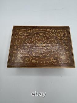 Vintage Italian Wood Inlaid Music Box Un Paio di Calosce WindUp Switzerland Rare