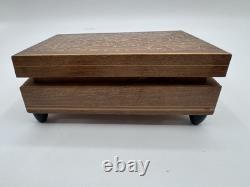 Vintage Italian Wood Inlaid Music Box Un Paio di Calosce WindUp Switzerland Rare