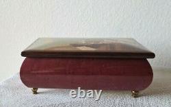 Vintage Italian Wood Inlay Music Box Torna A Surriento Landscape Authenticated