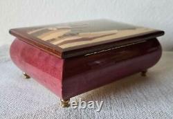 Vintage Italian Wood Inlay Music Box Torna A Surriento Landscape Authenticated