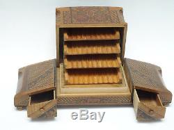 Vintage Italy Inlay Wood Musical Cigarette & Match Box