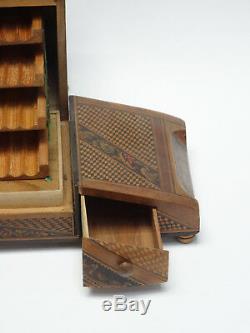 Vintage Italy Inlay Wood Musical Cigarette & Match Box