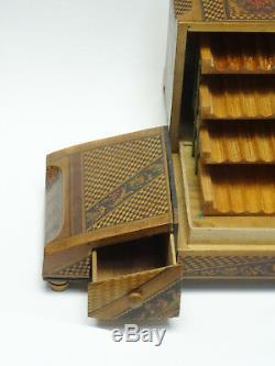 Vintage Italy Inlay Wood Musical Cigarette & Match Box