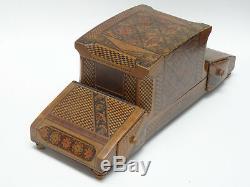 Vintage Italy Inlay Wood Musical Cigarette & Match Box