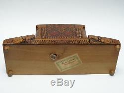 Vintage Italy Inlay Wood Musical Cigarette & Match Box