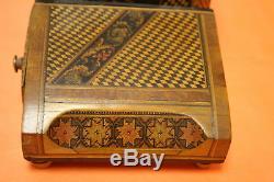 Vintage Italy Inlay Wood Musical Cigarette & Match Box