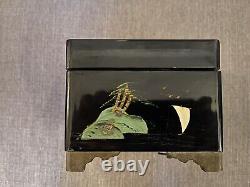Vintage Japanese Lacquer Musical Jewellery Box With Mother of Pearl inlays