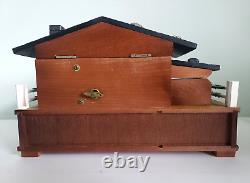 Vintage Japanese Wood Cottage Music Jewelry Box with Ballerina Great Condition