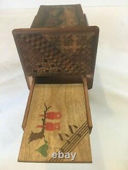 Vintage Japanese Wooden Puzzle Box Music Note Yosegi