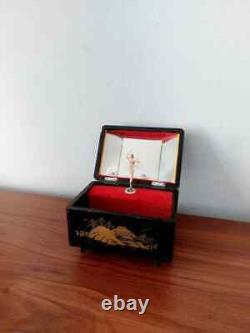 Vintage Lacquered Wood Ballerina Music Box